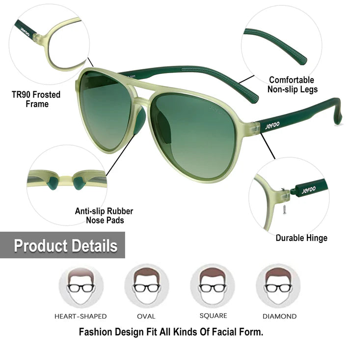 Advantages-of-JEFOO-Tinted-Aviator-Sunglasses-Foliage-Green-JF119 