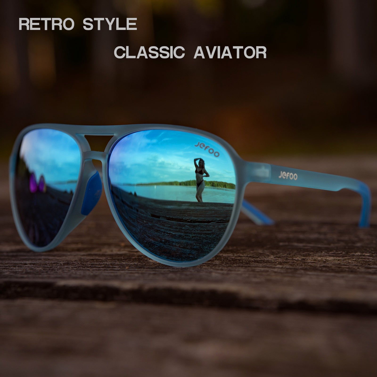 Chic Aviator Sunglasses · Sky Blue