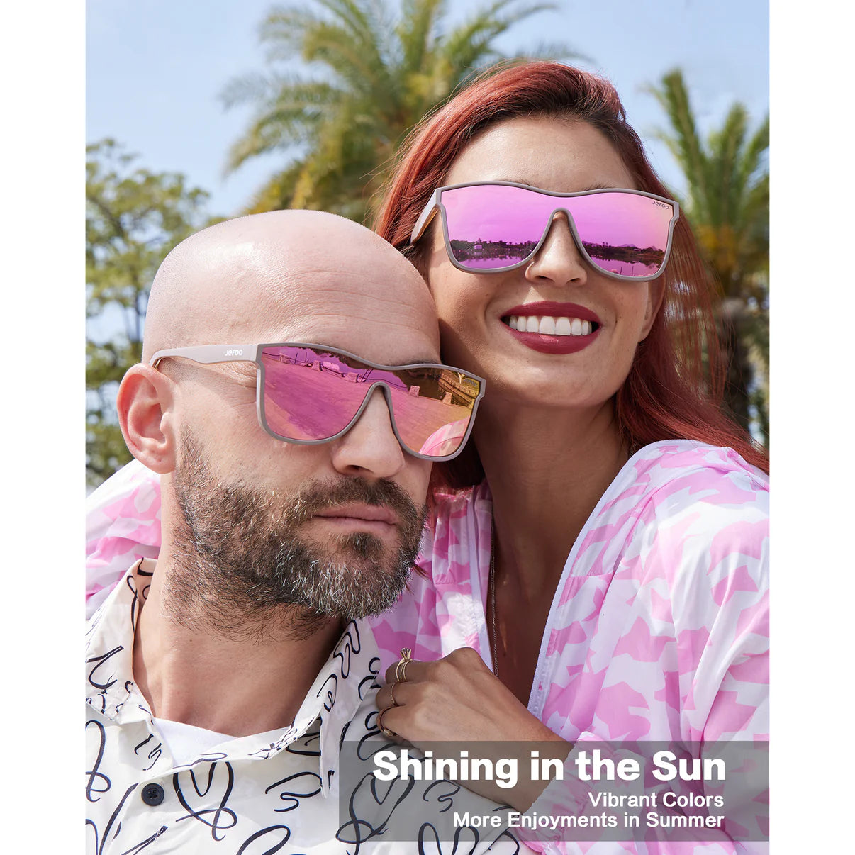 Couple-Wearing-Cute-One-Lens-Sunglasses-Aurora-Pink