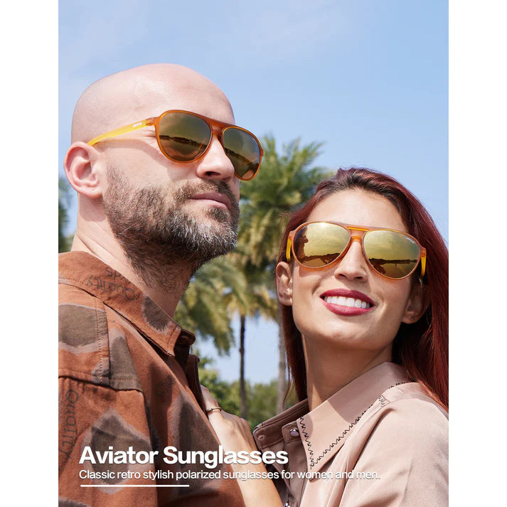 Couple-Wearing-Fashionable-Aviator-Sunglasses-Yellow-Amber-JF119