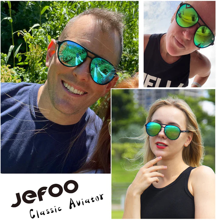 JEFOO-Men-Aviator-Sunglasses-Moss-Green-JF119