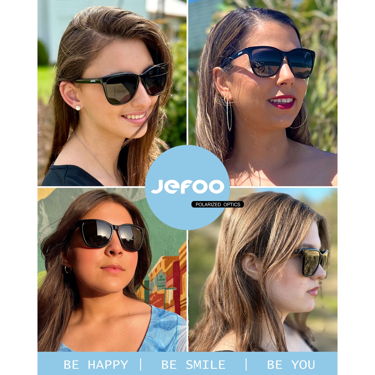 Jefoo Polarized Sunglasses for Men Trendy Classic Shades for Women Sports Glasses 70s TR90 Frame