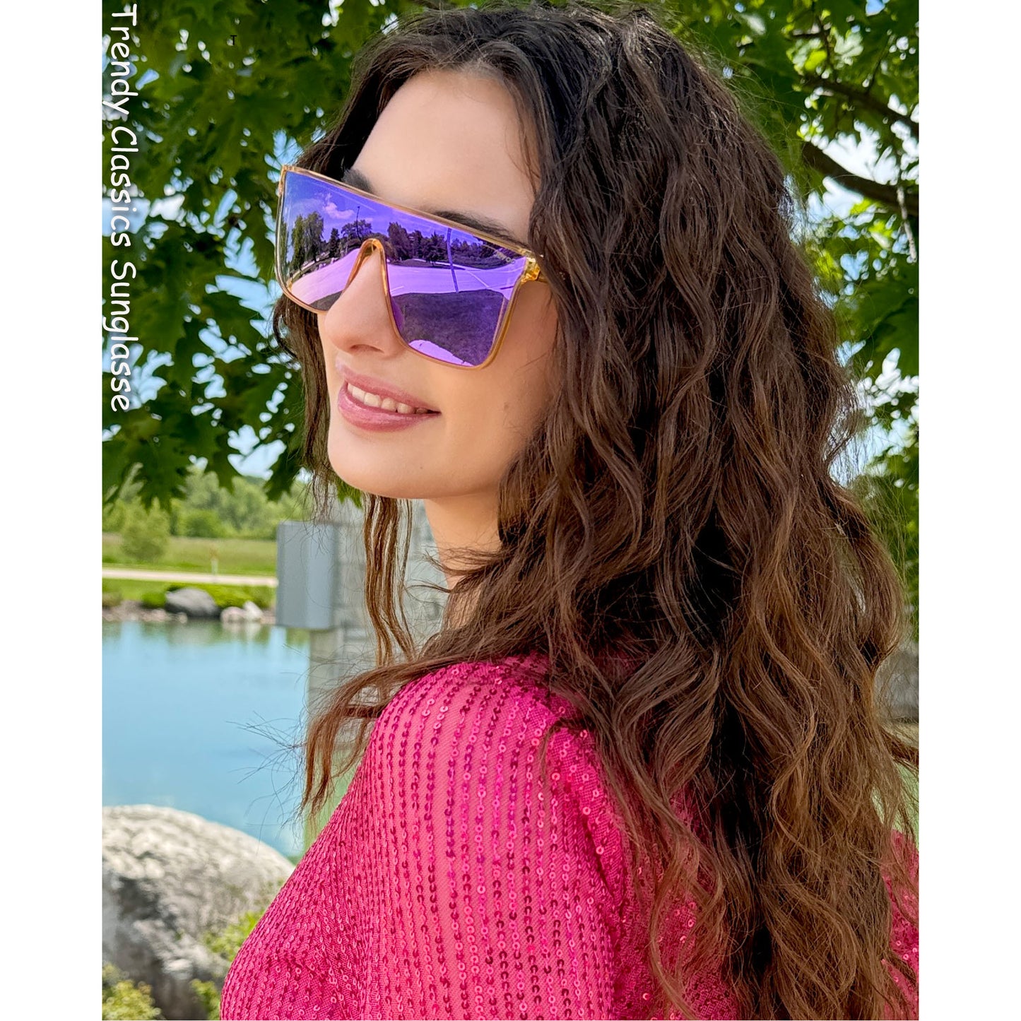 Polarized Square Sunglasses for Women Men Purple